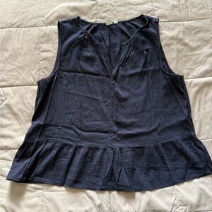 GAP Blue Peplum Ribbed Tank Top - Size L